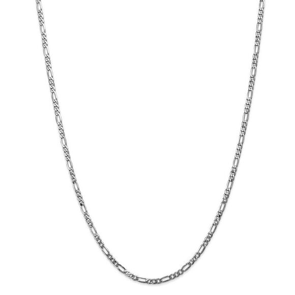 3mm, 14k White Gold, Flat Figaro Chain Necklace, 20 Inch